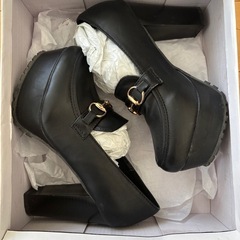 グレイル黒厚底パンプスローファー23㎝