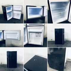 ID:rg220644 オーヤマ 冷蔵庫 一人暮らし 中古 2022年製 2ドア 81L ブラック 直冷式 右開き PRC-B082DM  【リユース品：状態C】【送料無料】【設置費用無料】の画像