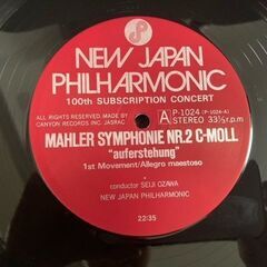 【LPレコード】P1024-25 小澤征爾指揮 マーラー復活 第100回定期公演記念自主製作盤（２LP）の画像