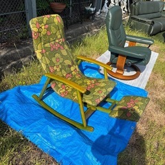 松田家具　ロッキングチェア　花柄　アンティーク　ヴィンテージの画像
