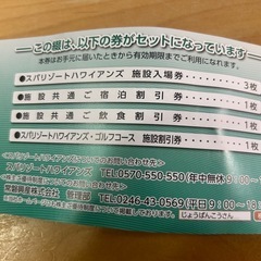 スパリゾートハワイアンズ 株主ご優待券綴 未使用1冊の画像