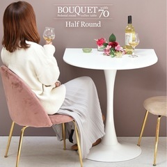 【美品】韓国風半円テーブル　70cm