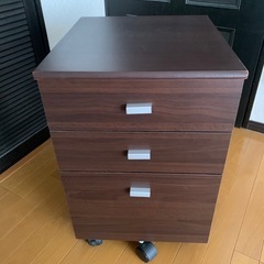 デスクワゴン ブラウン　キャスター付き 