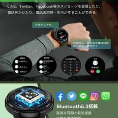 FOSMET H5 スマートウォッチ ブラック 1.43インチの画像