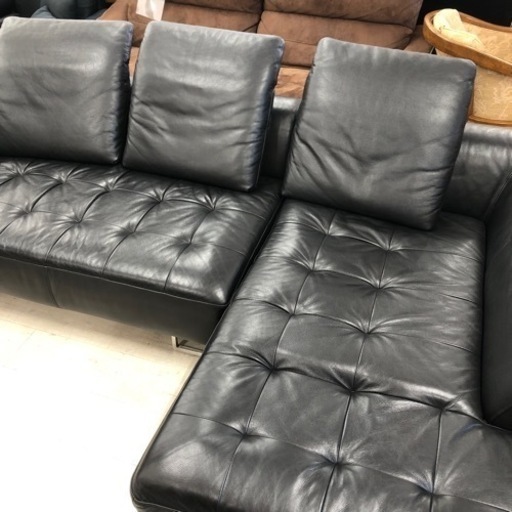 IDC大塚家具　カウチソファー　反革　ブラック【トレファク堺福田店】