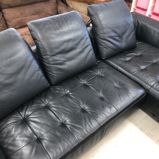 IDC大塚家具　カウチソファー　反革　ブラック【トレファク堺福田店】