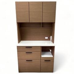【美品】ニトリ キッチンボード 食器棚 シンプル 木目調  多収...