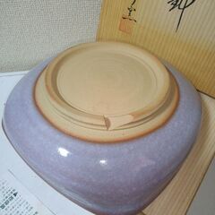 未使用　萩焼　椿秀窯　綺麗な貫入！！菓子鉢　多目的大鉢　木箱付きの画像