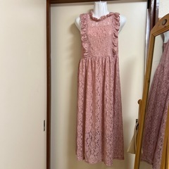新品未使用　ピンクレースロングワンピース
