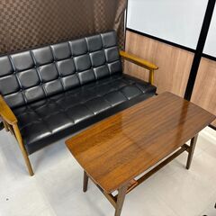 レトロモダン応接セット（3人掛けソファ＋1人掛け×2＋ローテーブル）