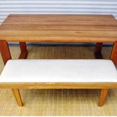 大塚家具　おしゃれ　ナチュラルウッド　ダイニング　4点　Otsuka　テーブル+ベンチ　回転式チェア2脚　オーク材　無垢材　インテリアの画像