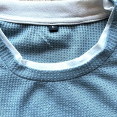 レイヤード風 長袖Tシャツ サックス メンズMサイズ相当の画像