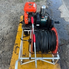 丸山　セット動噴　MS413 クボタGH170 6馬力 高圧ホース 100m巻き アルミキャリー 動力噴霧器 散布機 噴霧 消毒 高圧洗浄 潅水　防除　噴霧ノズル　吸水排水ホース付き　簡易始動動画ありの画像