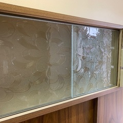 希少 当時物 食器棚 収納棚 戸棚 茶箪笥 水屋 磨りガラス 古家具 古民家 昭和レトロ アンティークの画像