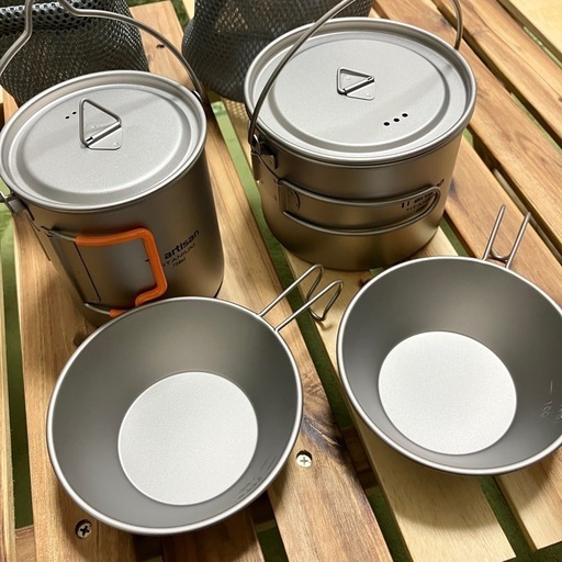 新品 純チタン Ti artisan チタンクッカー 4点セット  超軽量 高強度 抗菌