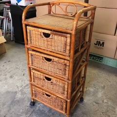 ラタンランドリーチェスト4段 人気のラタン家具❣️昭和レトロ 4...