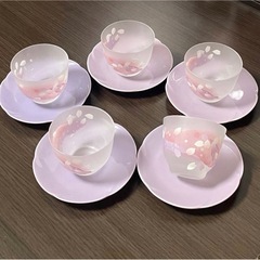 宇野千代/花みやび/冷茶グラスセット/竹フォーク付き/5客セット