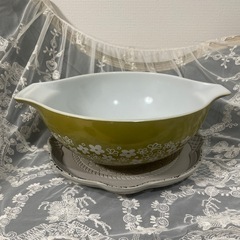 ヴィンテージ　アンティーク　キャセロール　オールドPYREX　パイレックス　クレイジーデイジー　 シンデレラボウル　耐熱ガラス　3点セットの画像