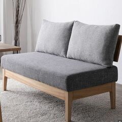 グレーの布製クッションベンチ 120cm