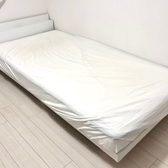 シングルベッドフレーム+ポケットコイルマットレス付き　高さ調整可...