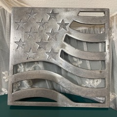 ヴィンテージ ミッドセンチュリー モダン MCM アルミ ホットプレート/トリベットスター/アメリカ国旗 7""２個セットの画像
