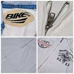 BIKE 半袖白ジャケット M USA ヴィンテージ フード ジップアップの画像