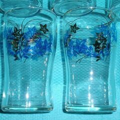 佐々木硝子★花柄★桔梗★9個セット★タンブラー★コップ★グラス★金彩★昭和レトロ★アンティークの画像