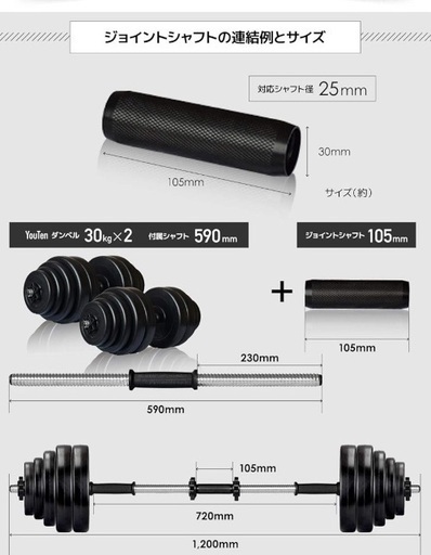 ダンベル　30キロ×2  合計60キロ　定価15600円　※バーベルとしても使用可能