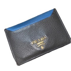 PRADA プラダ　カードケース　ブルー×グレー×ゴールド金具