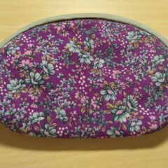 ポーチ　布製　紫×花の画像