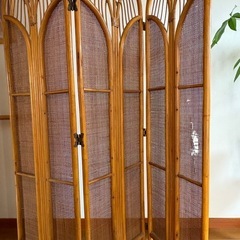 藤製　三つ折りついたて　