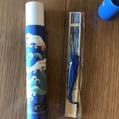 せんす　扇子　ハンディファン　暑さ対策　新品　青　の画像