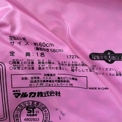 浮き輪60センチ　記名ありの画像
