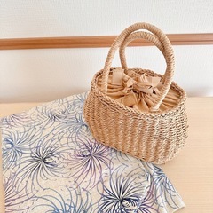 手織り　カゴバック　浴衣　
