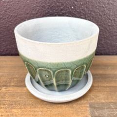 【未使用品】信楽焼 植木鉢 シノギポット 陶器 底穴あり