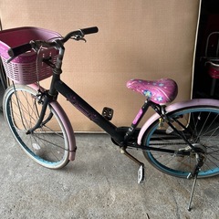 佐賀発　子供　自転車　24インチ　女の子　ディアモンド　ブラック　ピンク色　バイク
の画像