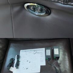 ★注意事項をご確認ください。　　ニトリ 高級本革電動リクライニングソファ （一部合皮）　モデルJAFFA ジャファー 2人掛け 2P USB端子付き ダークブラウン　の画像