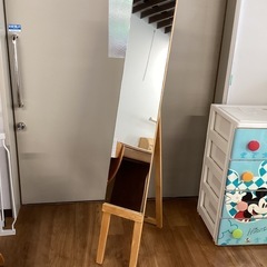 スタンドミラー(木目)【町田市再生家具】0606