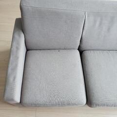お話し中　受付停止中　ソファー　３人掛け　グレー　訳ありの画像