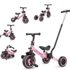 美品●besrey 子供用三輪車 XIN1 三輪車 ピンク ランニングバイク 手押し棒 1歳〜5歳 折りたたみの画像