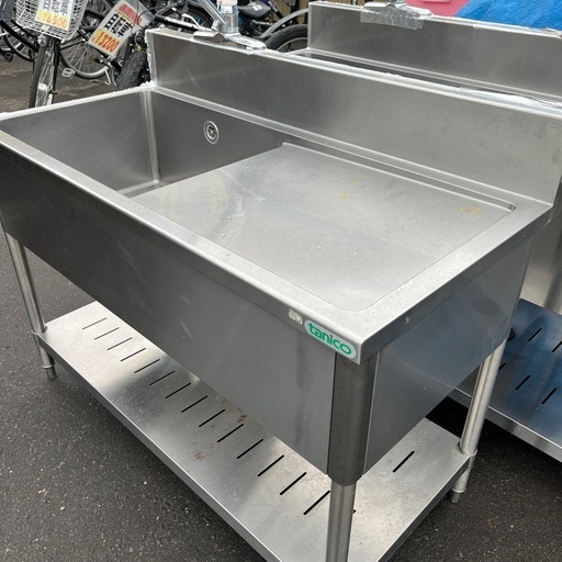 ステンレス　1槽シンク　水切り付き　奥行き60センチ