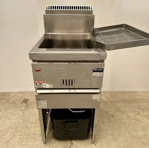 直接引き取り5%OFF　インボイス登録店 マルゼン 1槽式ガスフライヤー MGF-C18J 都市ガス13A 油量18L 2015年製 幅450×奥行き600×高さ800 ﾊﾞｯｸｶﾞｰﾄﾞ1000ｍｍ 業務用 412115