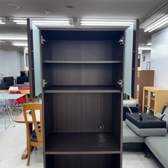 【美品‼️】便利♪ 60cm幅レンジボード スリムキッチンボード 食器棚 収納家具 木目調ダークブラウン♪の画像