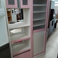 リユースのサカイ栃木店★ジモティ割あり★  食器棚 ピンク×ホワ...