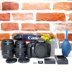 【全国送料無料】 Canon EOS Kiss X50✨ 望遠 ダブルレンズセット ズームセット✨ 届いたらすぐに使えます✨ キヤノン キャノンの画像