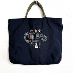 【 マタノアツコ 】 黒　刺繍　トートバッグ　ハンドバッグ　俣野...