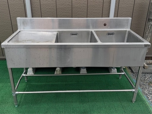 ﾏﾙｾﾞﾝ業務用2層シンク 厨房キッチン奥行約151cm 横幅約60cm 高さ約95cm