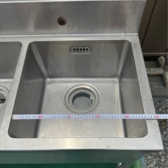 ﾏﾙｾﾞﾝ業務用2層シンク 厨房キッチン奥行約151cm 横幅約60cm 高さ約95cmの画像