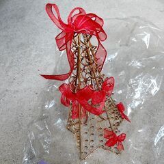 クリスマスツリー飾り　ワイヤー　針金細工×リボン