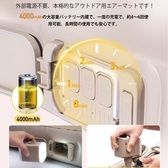 ⭐️新品⭐️電動エアーマット 自動膨張/収縮 4000mAh大容量バッテリー内蔵 電動エアーポンプ 耐荷重300kg 枕付きの画像